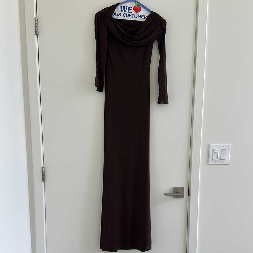 Meshki Brown Long Sleeve Bodycon Dress